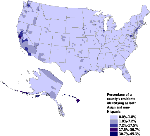 asian population in us map Censusscope Demographic Maps Asian Population asian population in us map